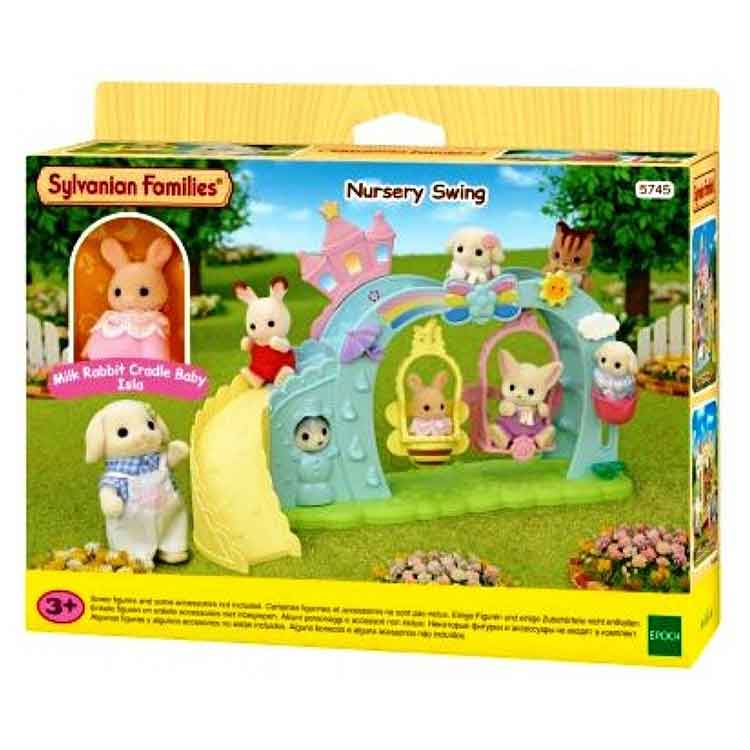 Sylvanian Families Nursery Swing Playset with Milk Rabbit Baby Figure
