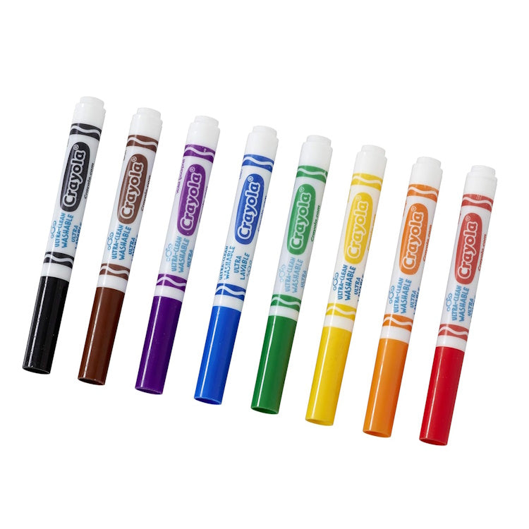 Crayola Ultra-Clean Washable Markers – 8 Assorted Bold Colors for Kids