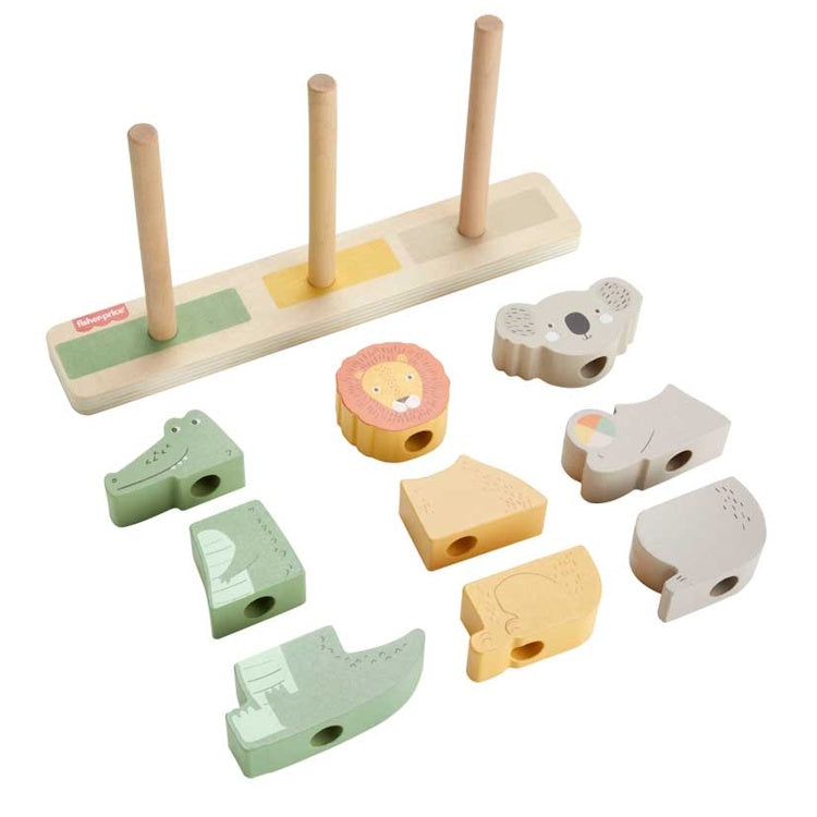 Fisher-Price Wooden Stack & Sort Animals - FSC-Certified Toddler Toy