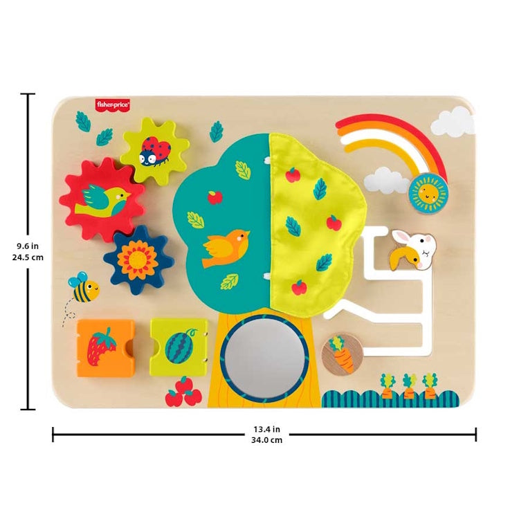 Fisher-Price Wooden Activity Station – 6-in-1 Baby Busy Board Toy