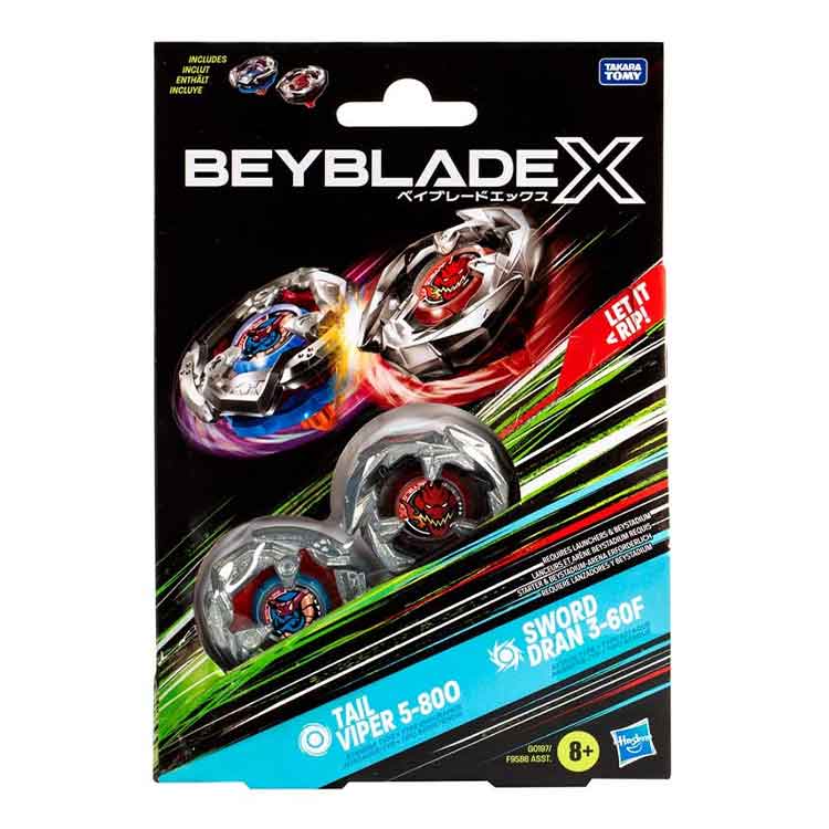 Beyblade X Tail Viper 5-80O and Sword Dran 3-60F Dual Pack Set