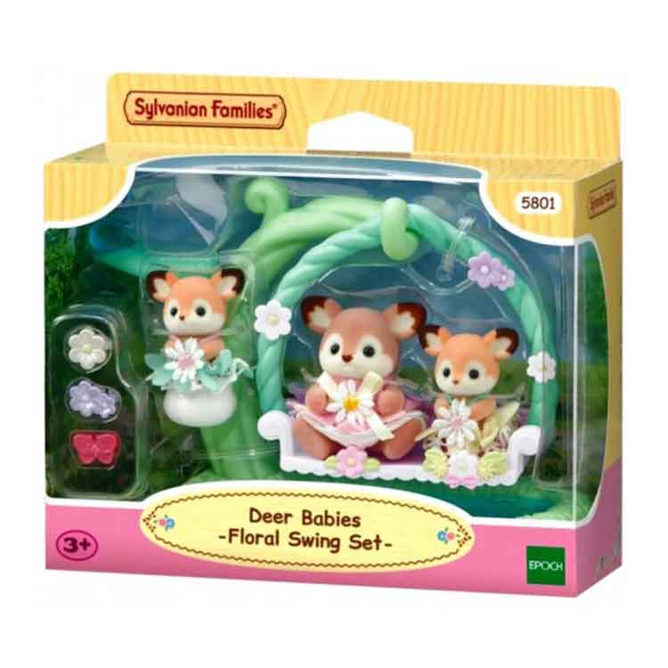 Sylvanian Families Floral Swing Set – Deer Babies Miniature Playset