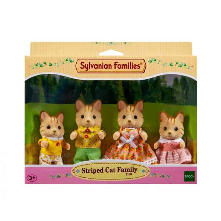 Sylvanian Families Striped Cat Family – 4 Piece Collectible Figure Set