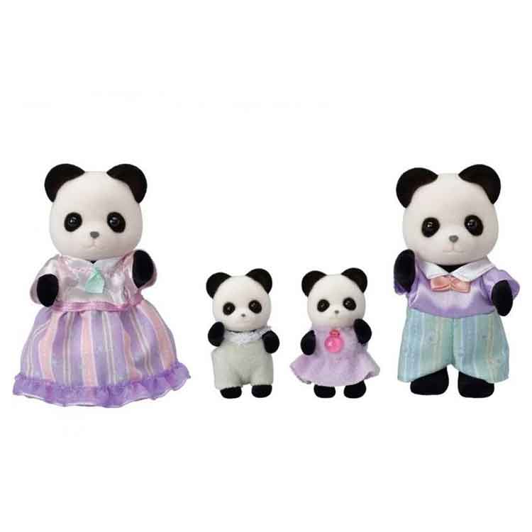 Sylvanian Families Pookie Panda Family - 4pc Collectible Figures Set