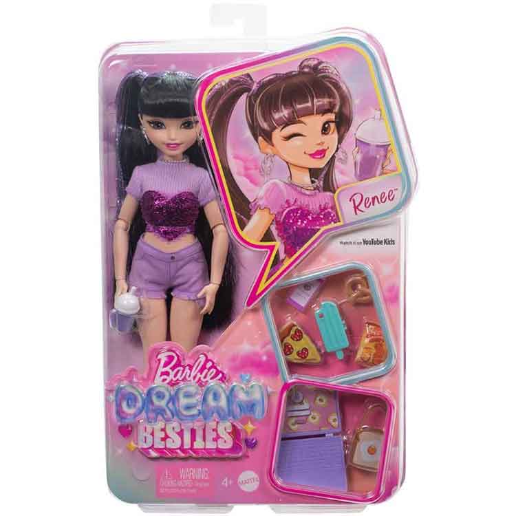 Barbie Dream Besties Renee Fashion Doll with Travel & Food Accessories