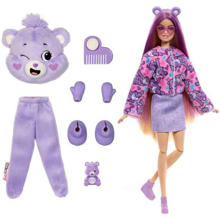Barbie Cutie Reveal Care Bears Doll – Share Bear Plush Costume