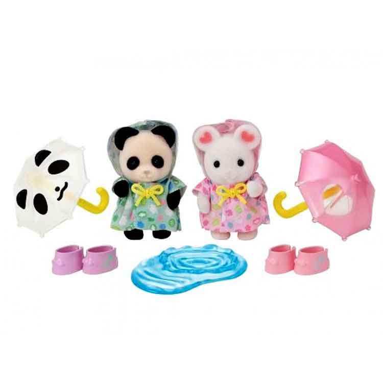 Sylvanian Families Rainy Day Friends - Panda & Mouse Baby Figures Set