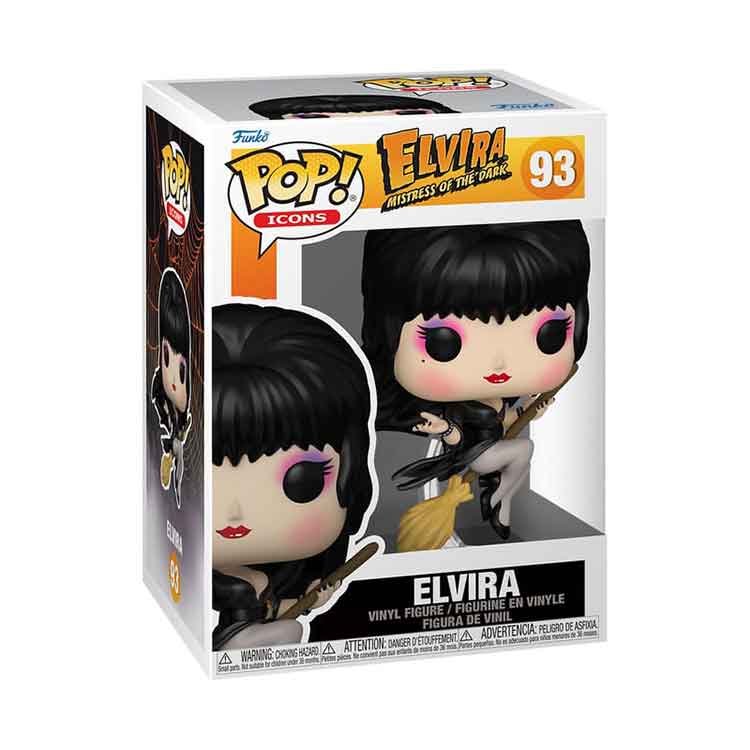 Funko Pop! Icons: Elvira with Broom Vinyl Figure – 9cm Collectible