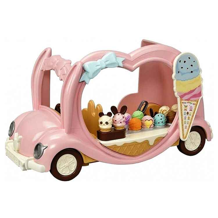 Sylvanian Families Ice Cream Van – Pastel Pink Rabbit Theme Playset