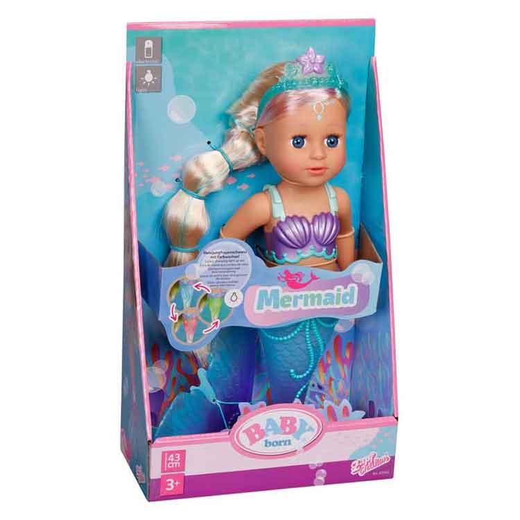 BABY born Mermaid 43cm Light-Up Doll with Color-Changing Tail