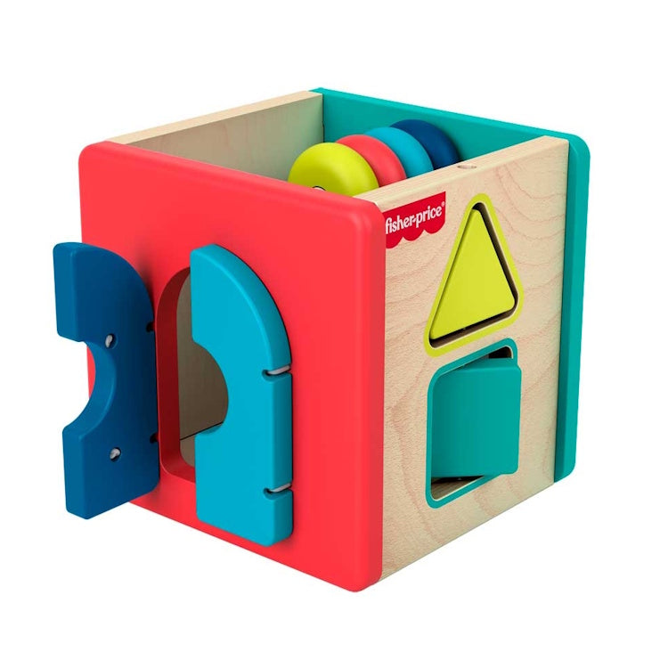 Fisher-Price Wooden Activity Cube – FSC-Certified Baby Developmental Toy