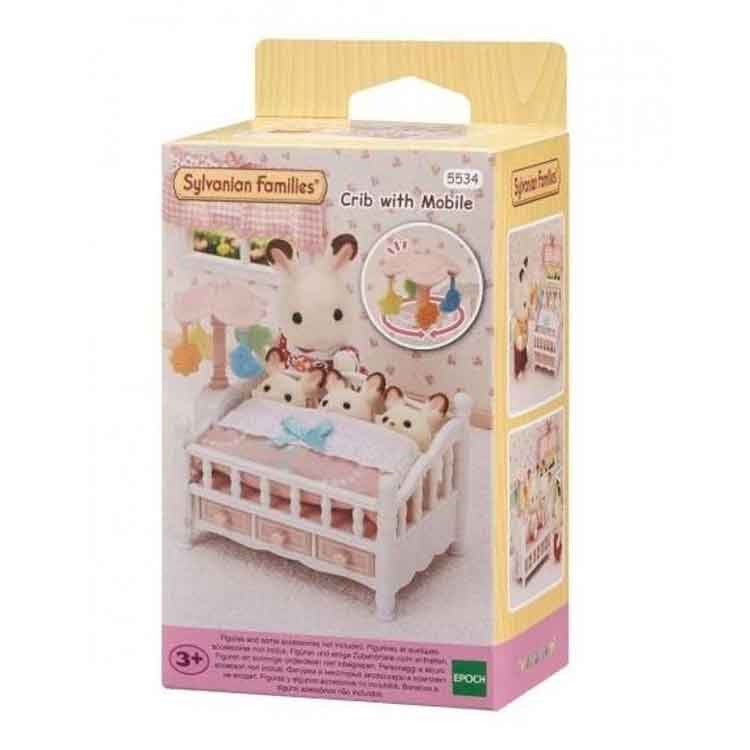 Sylvanian Families Crib with Mobile - Triplets Nursery Dollhouse Set