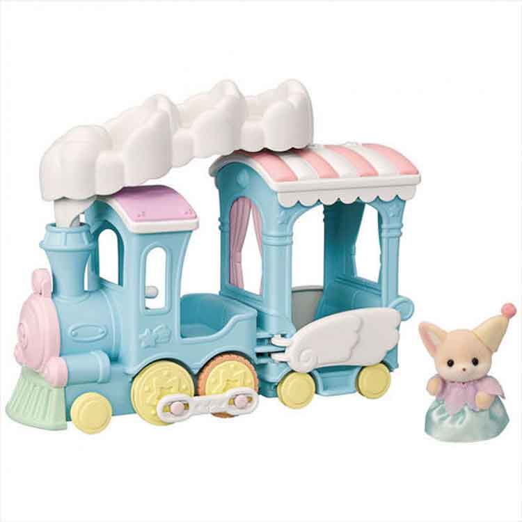 Sylvanian Families Floating Cloud Rainbow Train Playset with Fennec Fox