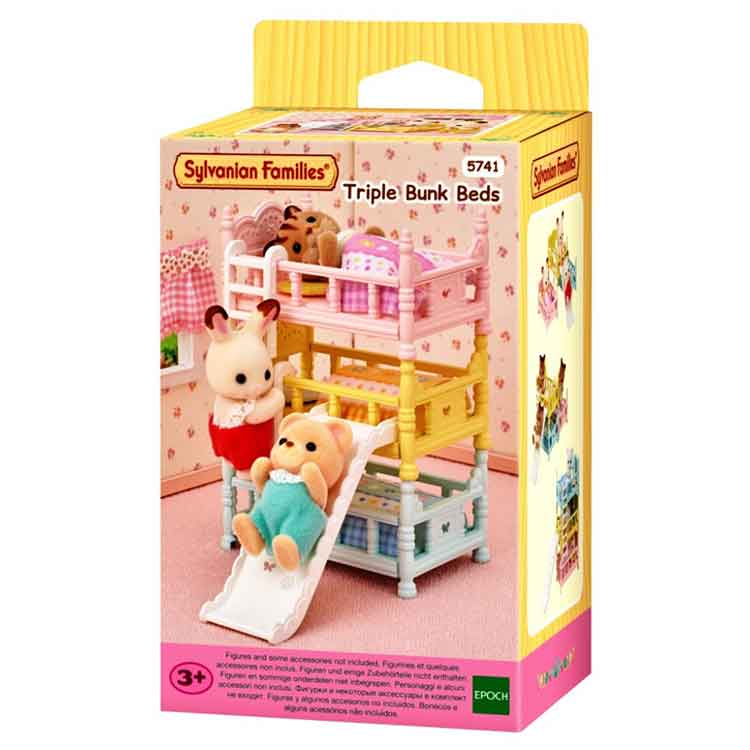 Sylvanian Families Triple Bunk Beds – Miniature Dollhouse Furniture Set