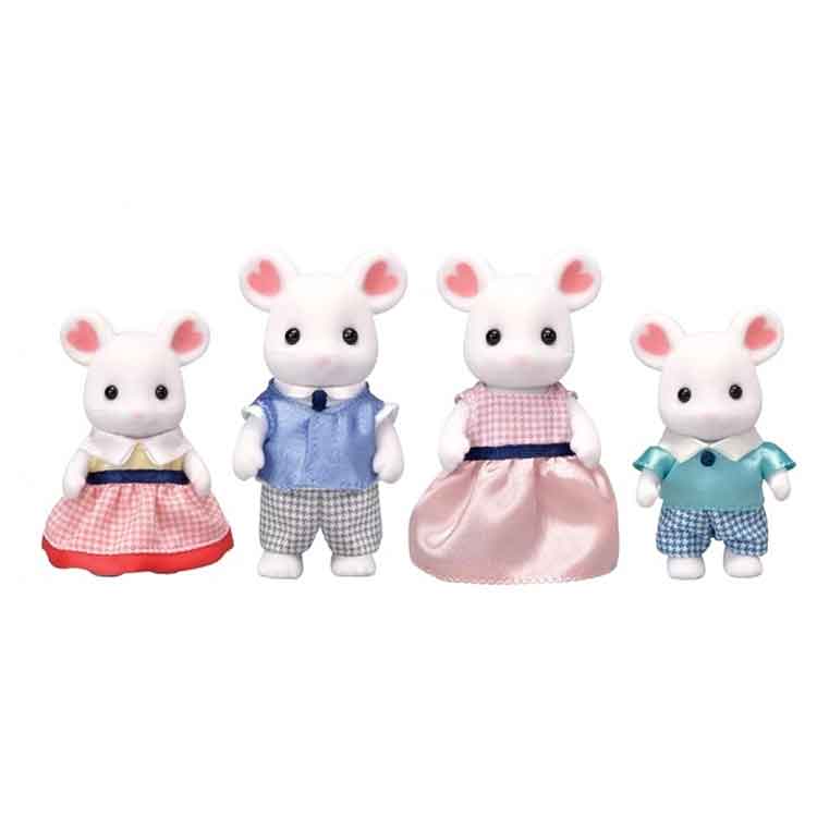 Sylvanian Families Marshmallow Mouse Family - 4 Collectible Figures
