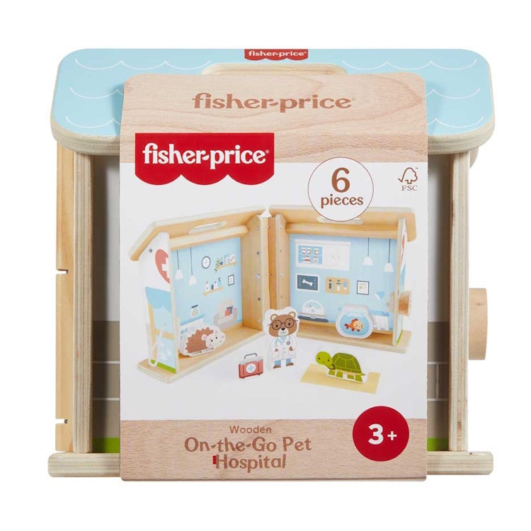 Fisher-Price Wooden On-the-Go Pet Hospital - Portable Veterinary Playset