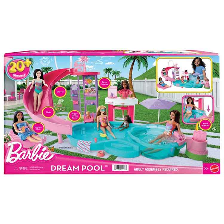 Barbie Dream Pool Playset with Slide, Hot Tub and 20+ Accessories