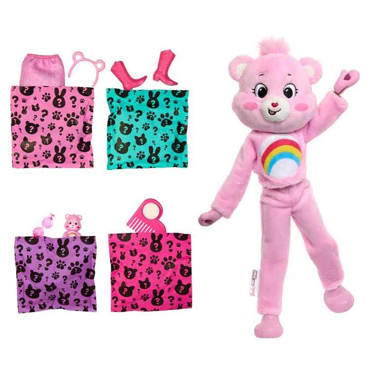Barbie Cutie Reveal Care Bears Doll – Pink Cheer Bear Plush Costume