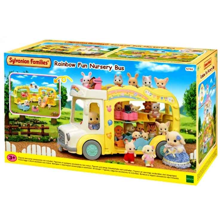 Sylvanian Families Rainbow Fun Nursery Bus - 28 Seat Toy Vehicle