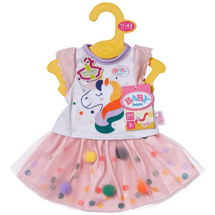 Baby Born Unicorn Tutu Dress – 2 Piece Doll Outfit for 43cm Dolls