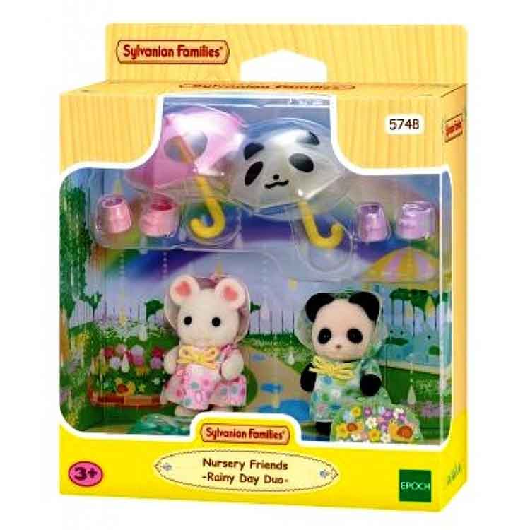 Sylvanian Families Rainy Day Friends - Panda & Mouse Baby Figures Set