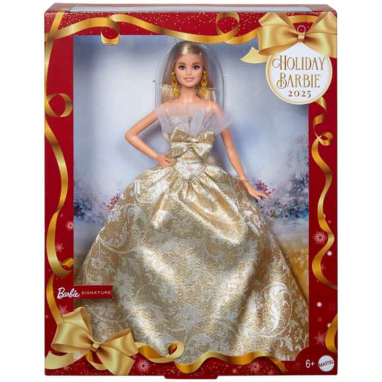 Barbie 2025 Holiday Doll – Collectible Blonde Fashion Doll with Gown