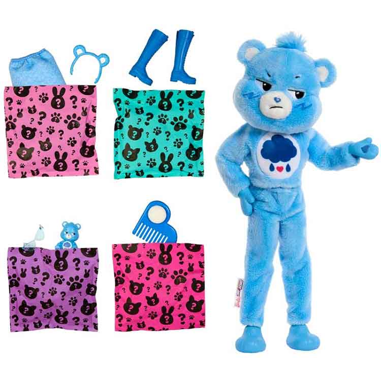 Barbie Cutie Reveal Care Bears Doll – Grumpy Bear Blue Plush Costume