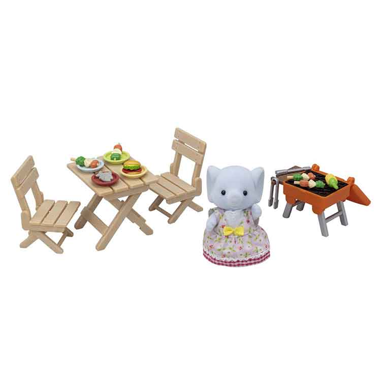 Sylvanian Families BBQ Picnic Set – Elephant Girl Miriam Miniature Playset