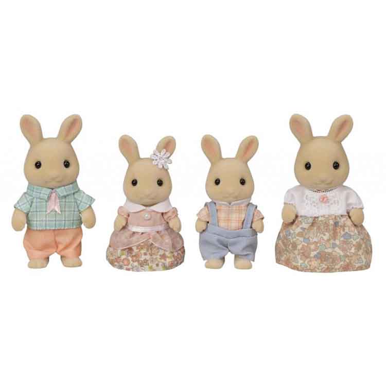 Sylvanian Families Milk Rabbit Family - 4 Collectible Figures Set