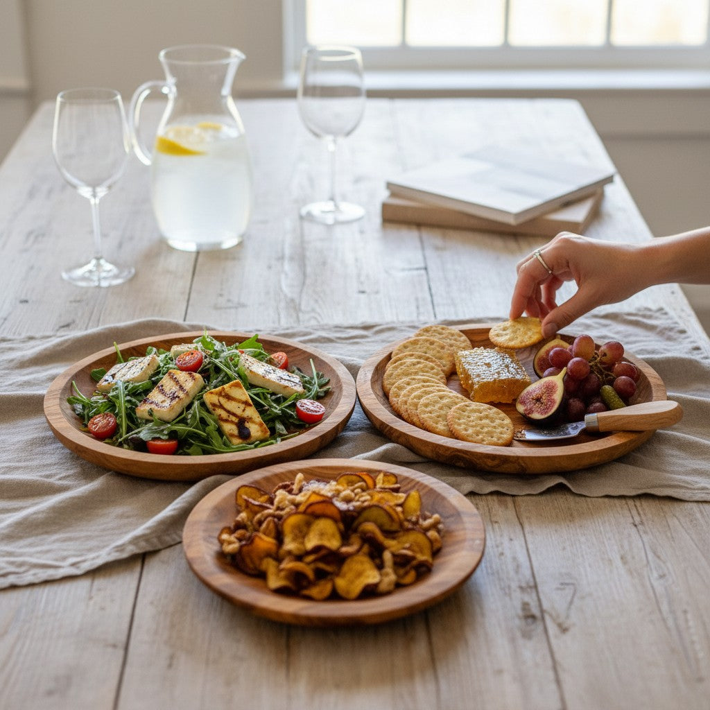 Set of 3 Olive Wood Wooden Plates