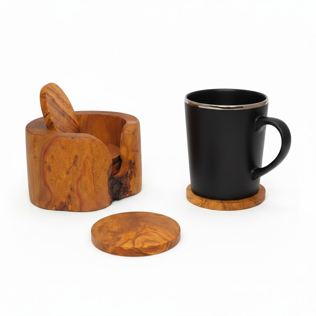 Coaster Set of 6 in Holder 12 cm