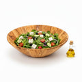 Handmade Olive Wood Large Salad Bowl | Deep Hand-Turned Wooden Fruit & Serving Bowl | Stunning Natural Grain | 35–45 cm