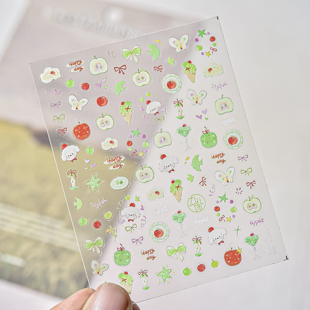 LuLuFun Studio Bear and Puppy Nail Deco Stickers - Cute DIY Nail Art