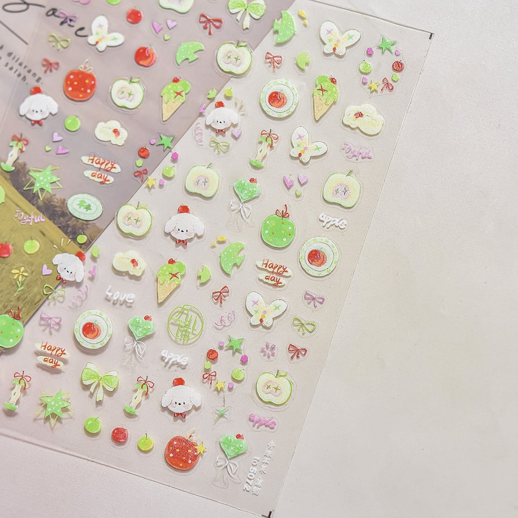 LuLuFun Studio Bear and Puppy Nail Deco Stickers - Cute DIY Nail Art