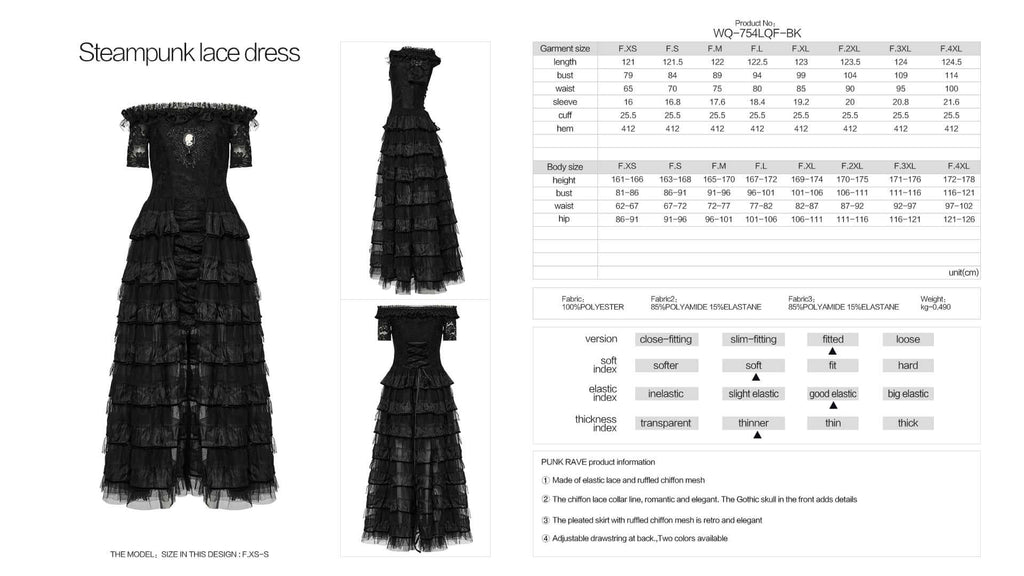 Punk Rave Penelope Steampunk Lace Dress | Gothic Ruffled Chiffon Mesh