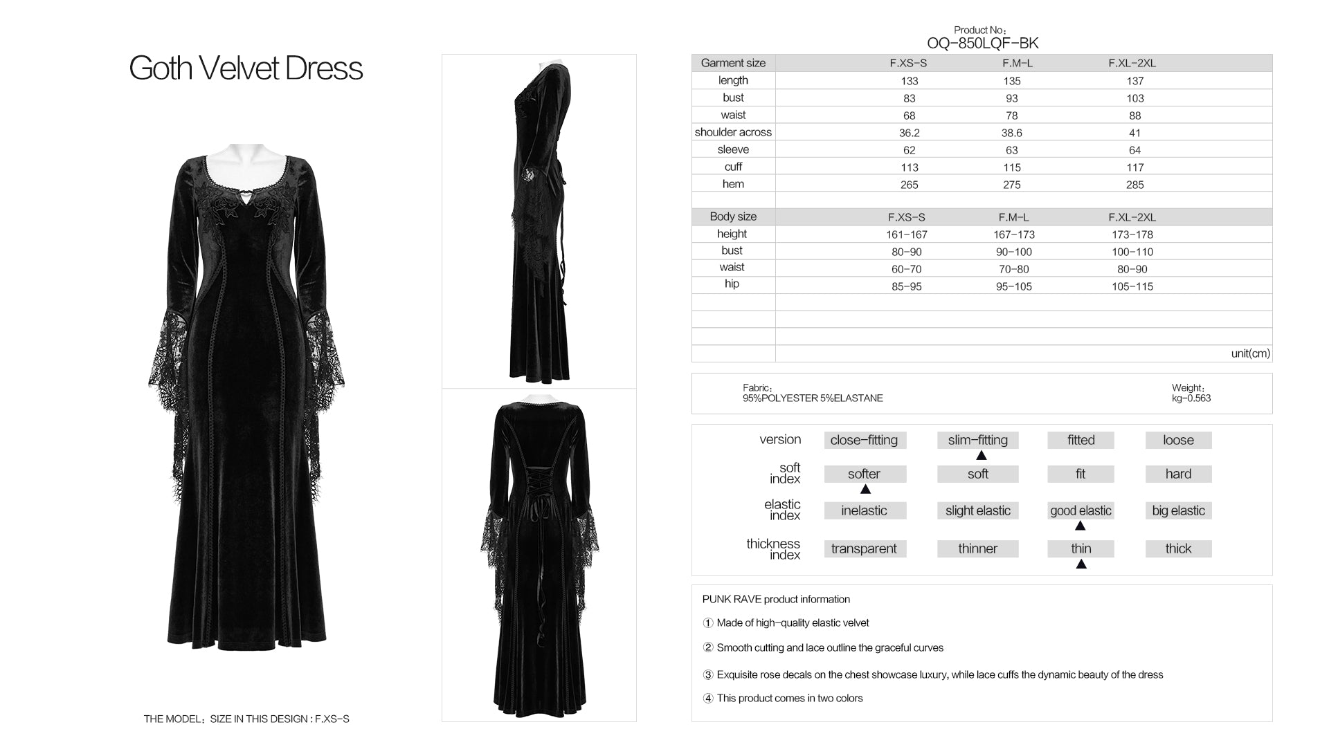 Punk Rave Isolde Velvet Lace Sleeve Goth Dress | Black Corset Gown