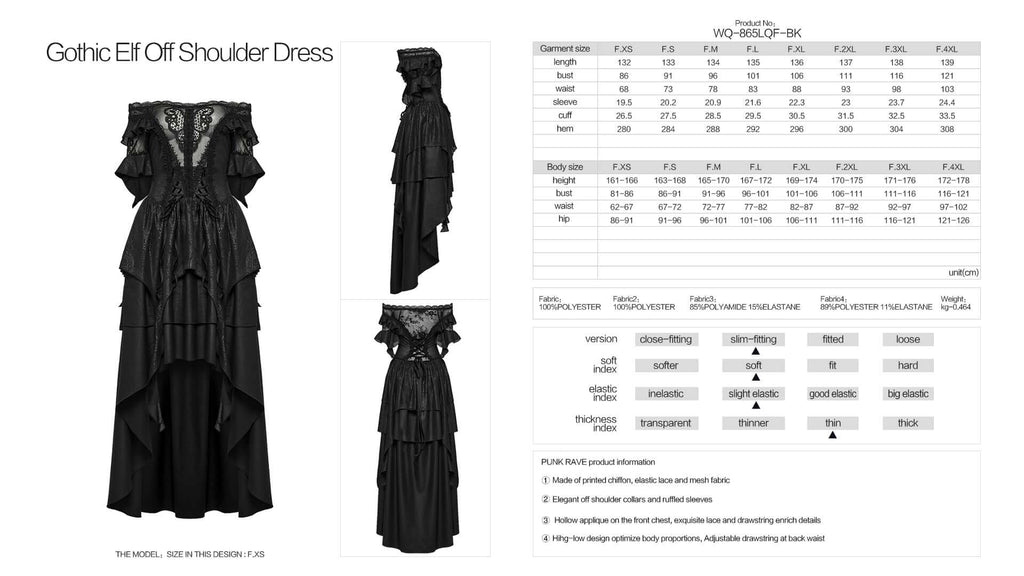 Punk Rave Jezebel Elf Off Shoulder Dress | Lace High-Low Chiffon