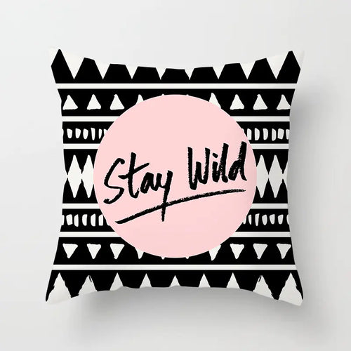 Yellow & Black Geometric Pillow Cover – Modern Abstract Cushion Case 45×45cm