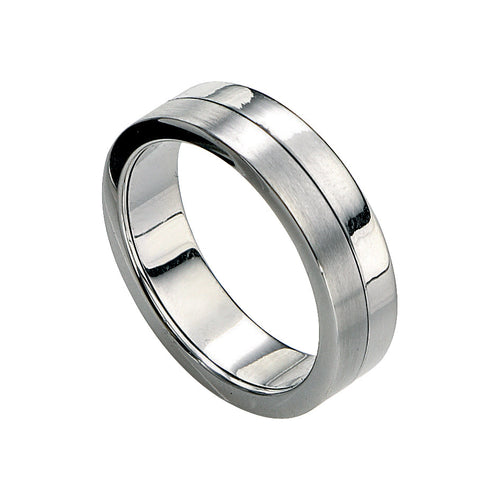 Gecko Jewellery Two Tone Spinning Band Ring – Polished & Brushed Steel
