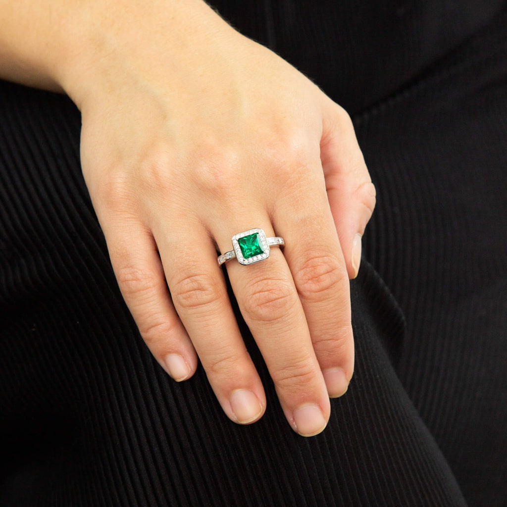 Diamonfire Art Deco Pave Ring | Sterling Silver Zirconia Band