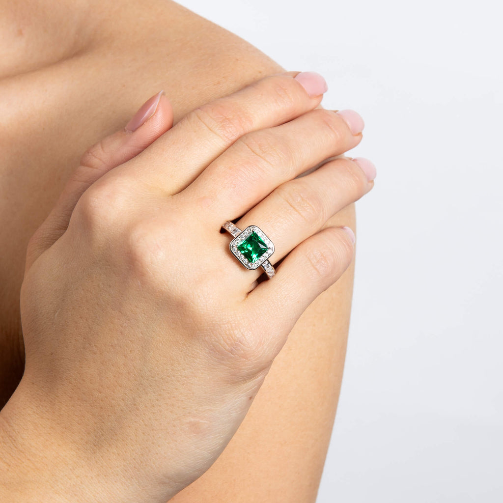 Diamonfire Art Deco Pave Ring | Sterling Silver Zirconia Band