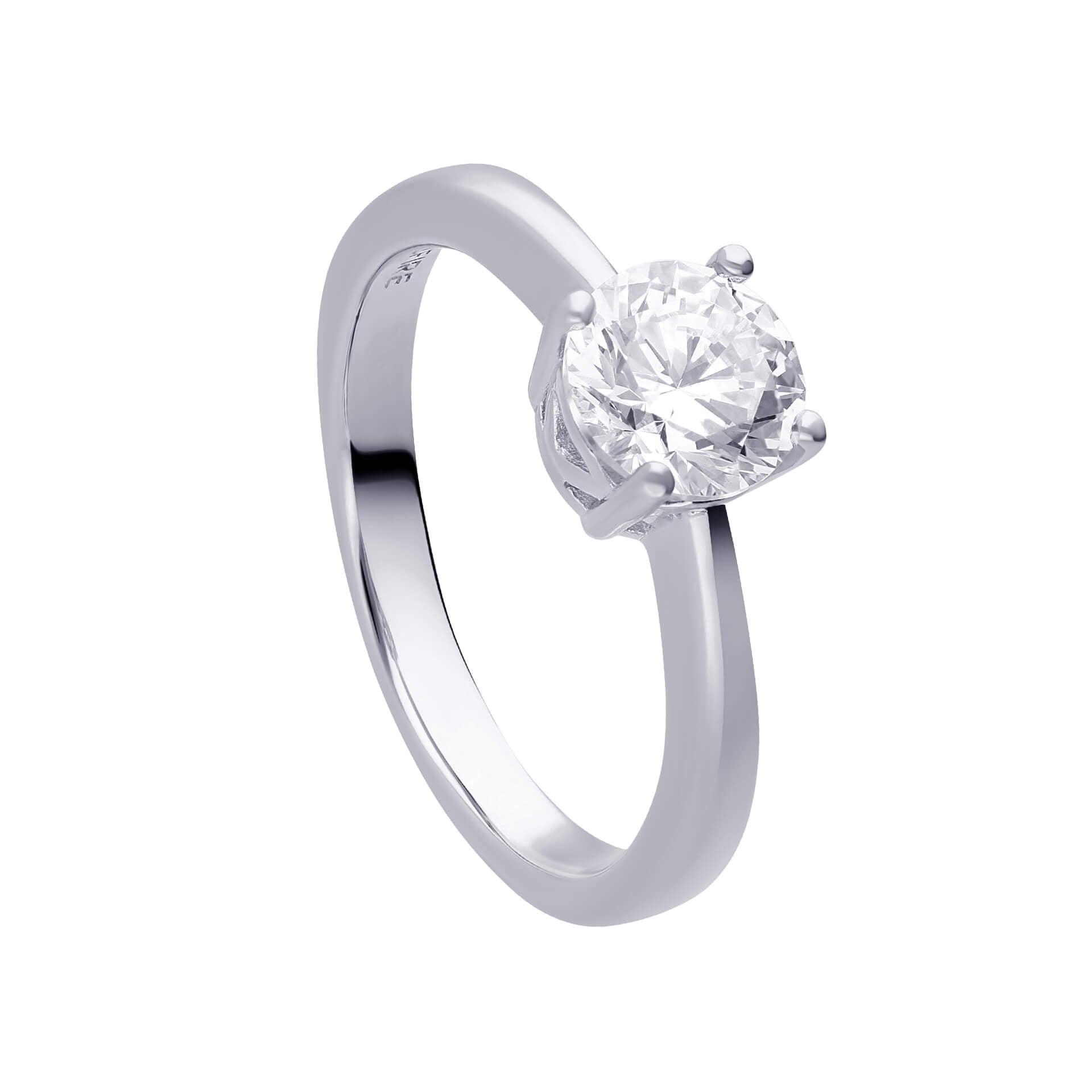 Gecko Jewellery Sterling Silver Four Claw Solitaire Zirconia Ring
