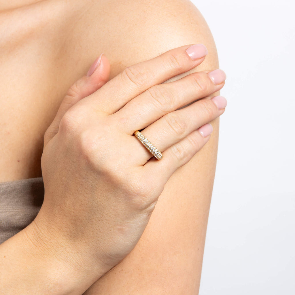 Diamonfire Pave Set Dome Ring | Sterling Silver Zirconia Band