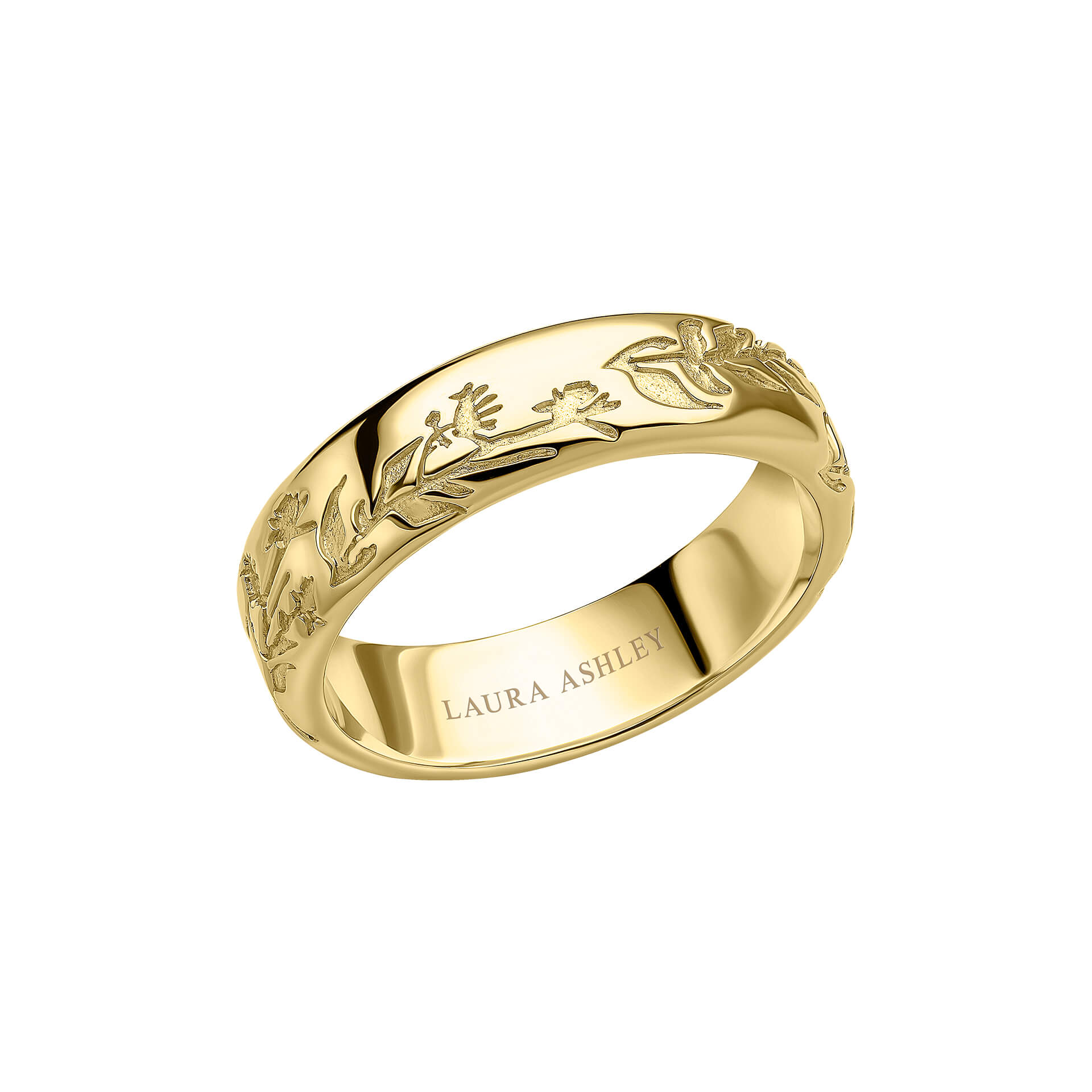 Laura Ashley Farlington Flowers Band Ring | Gold Plated Silver