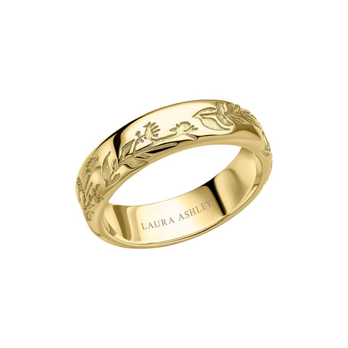 Laura Ashley Farlington Flowers Band Ring | Gold Plated Silver