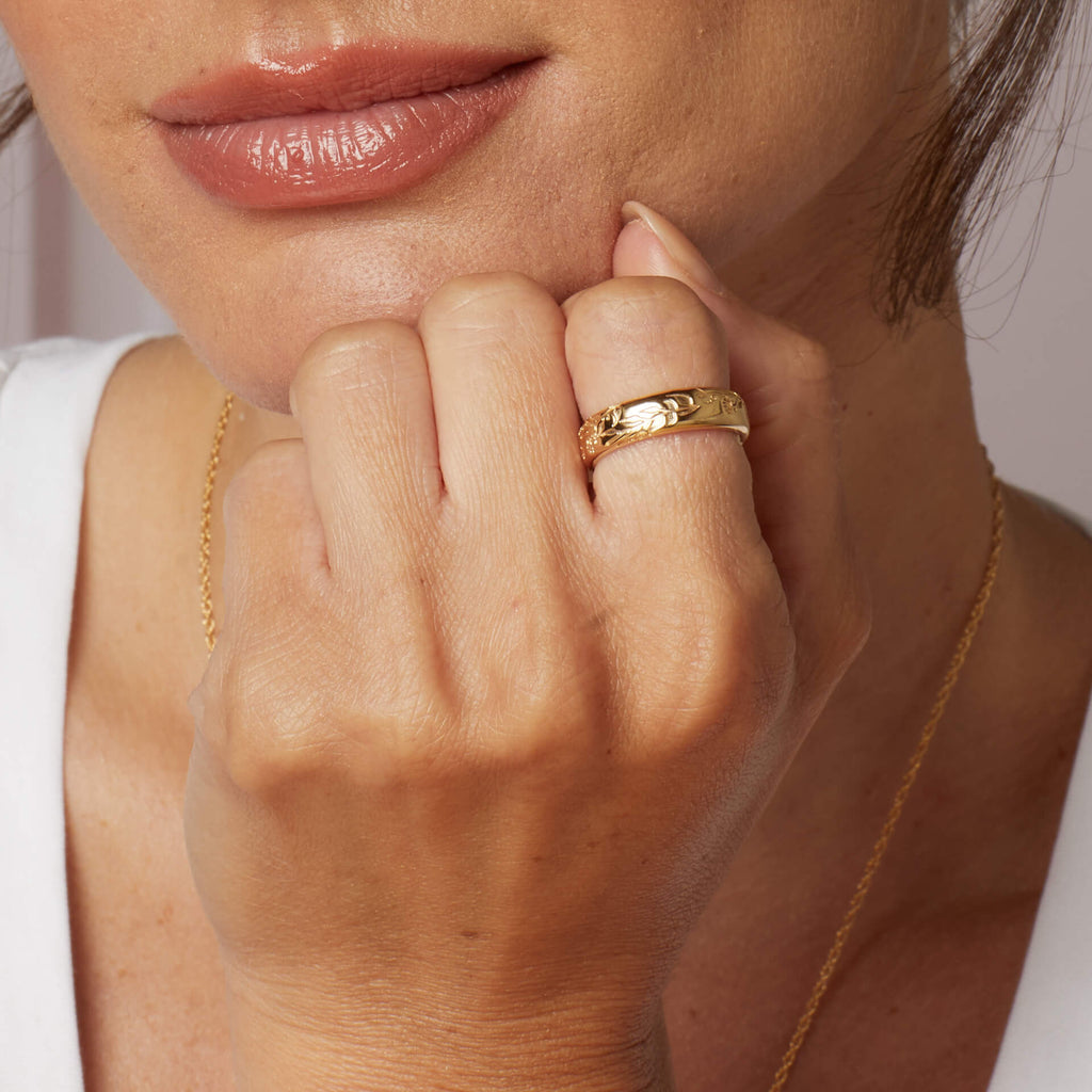 Laura Ashley Farlington Flowers Band Ring | Gold Plated Silver
