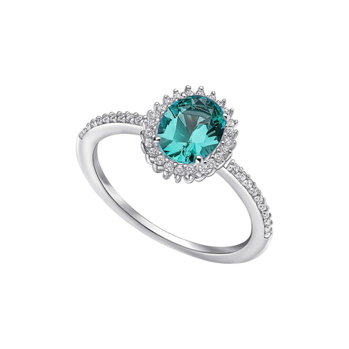 Gecko Jewellery Oval Paraiba Zirconia Pave Ring in Sterling Silver