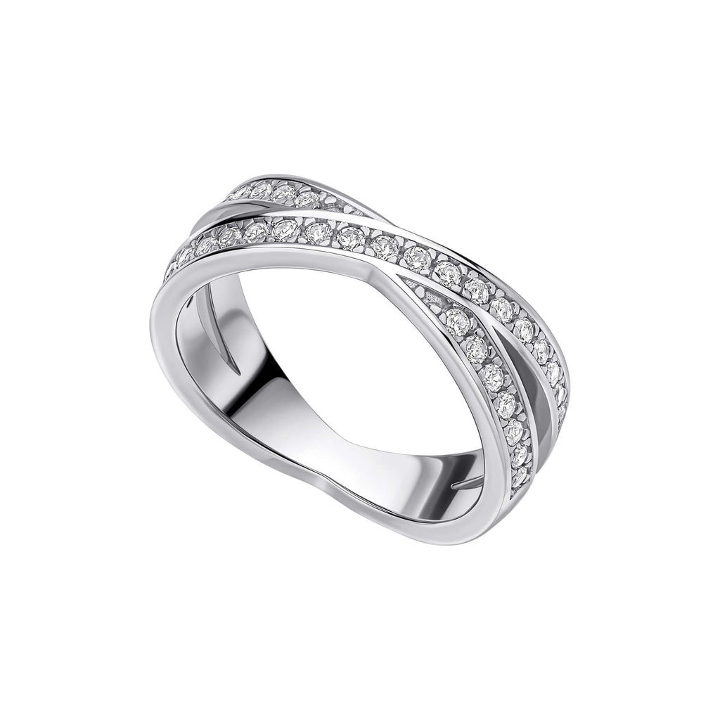 Gecko Jewellery Zirconia Criss Cross Ring in Sterling Silver