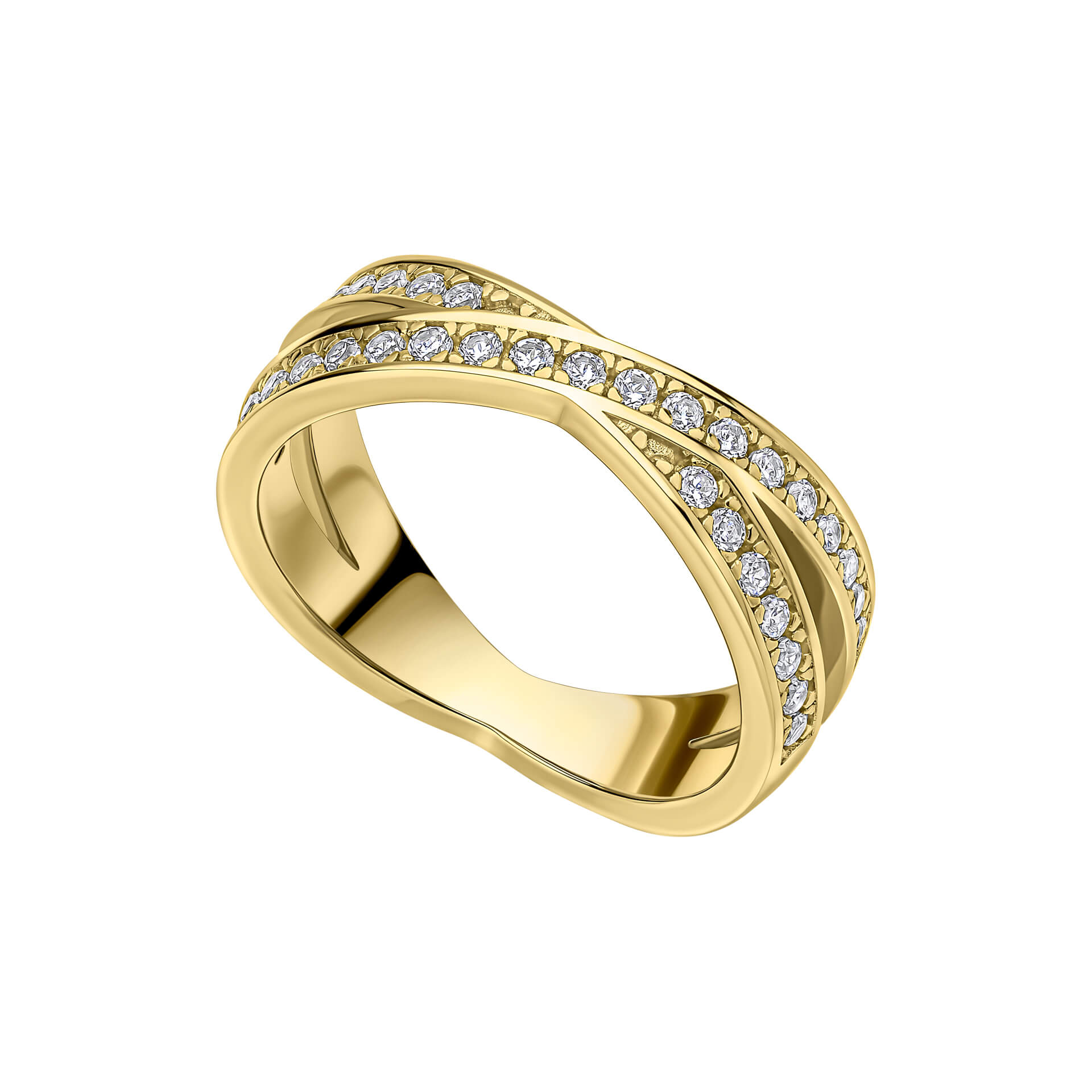 Gecko Jewellery Zirconia Criss Cross Ring in Sterling Silver