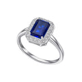 Gecko Jewellery Emerald Cut Geometric Halo Ring in Sterling Silver